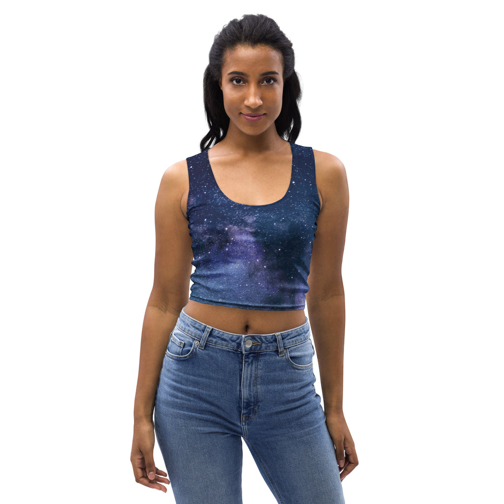 Women's Realistic Galaxy Buttery Soft Crop Top- Quick-Drying UPF 50+ Stretch Top