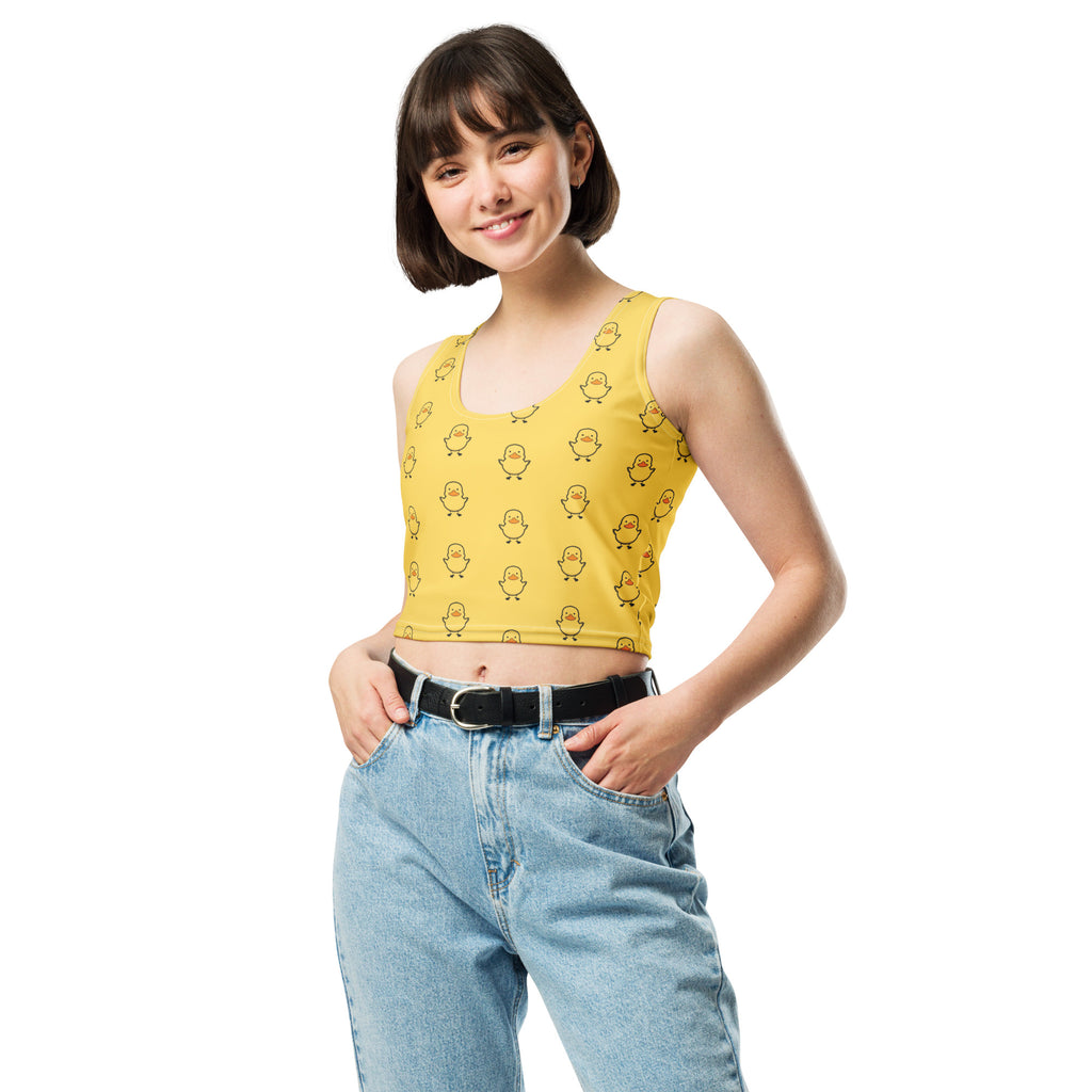 Women's Yellow Rubber Duck Buttery Soft Crop Top- Quick-Drying UPF 50+ Stretch Top
