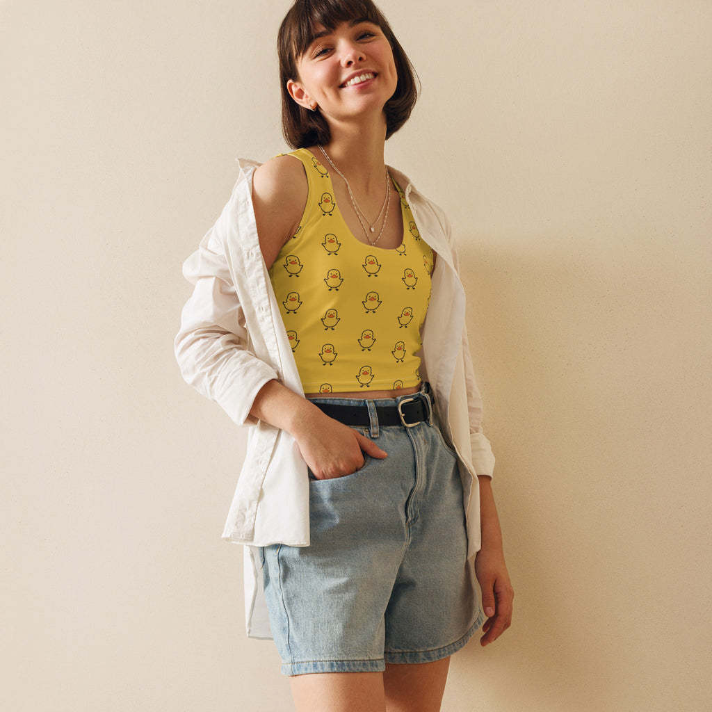 Women's Yellow Rubber Duck Buttery Soft Crop Top- Quick-Drying UPF 50+ Stretch Top