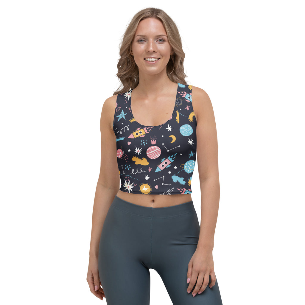 Women's Outer Space Buttery Soft Crop Top- Quick-Drying UPF 50+ Stretch Top