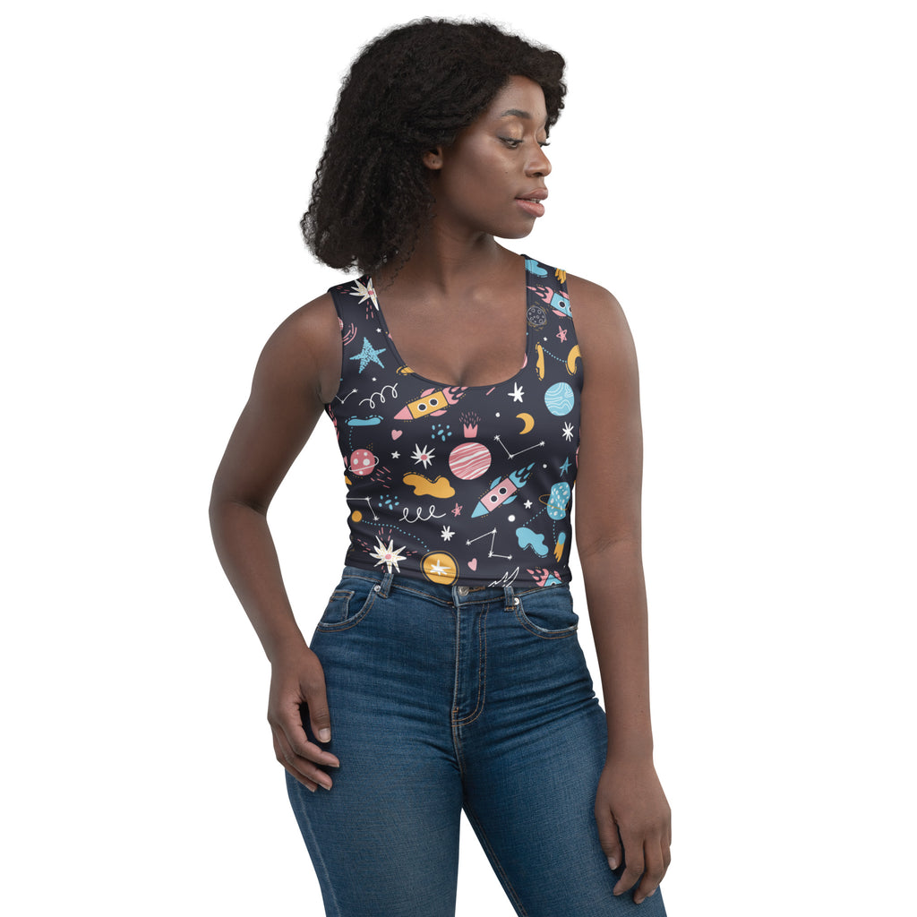 Women's Outer Space Buttery Soft Crop Top- Quick-Drying UPF 50+ Stretch Top