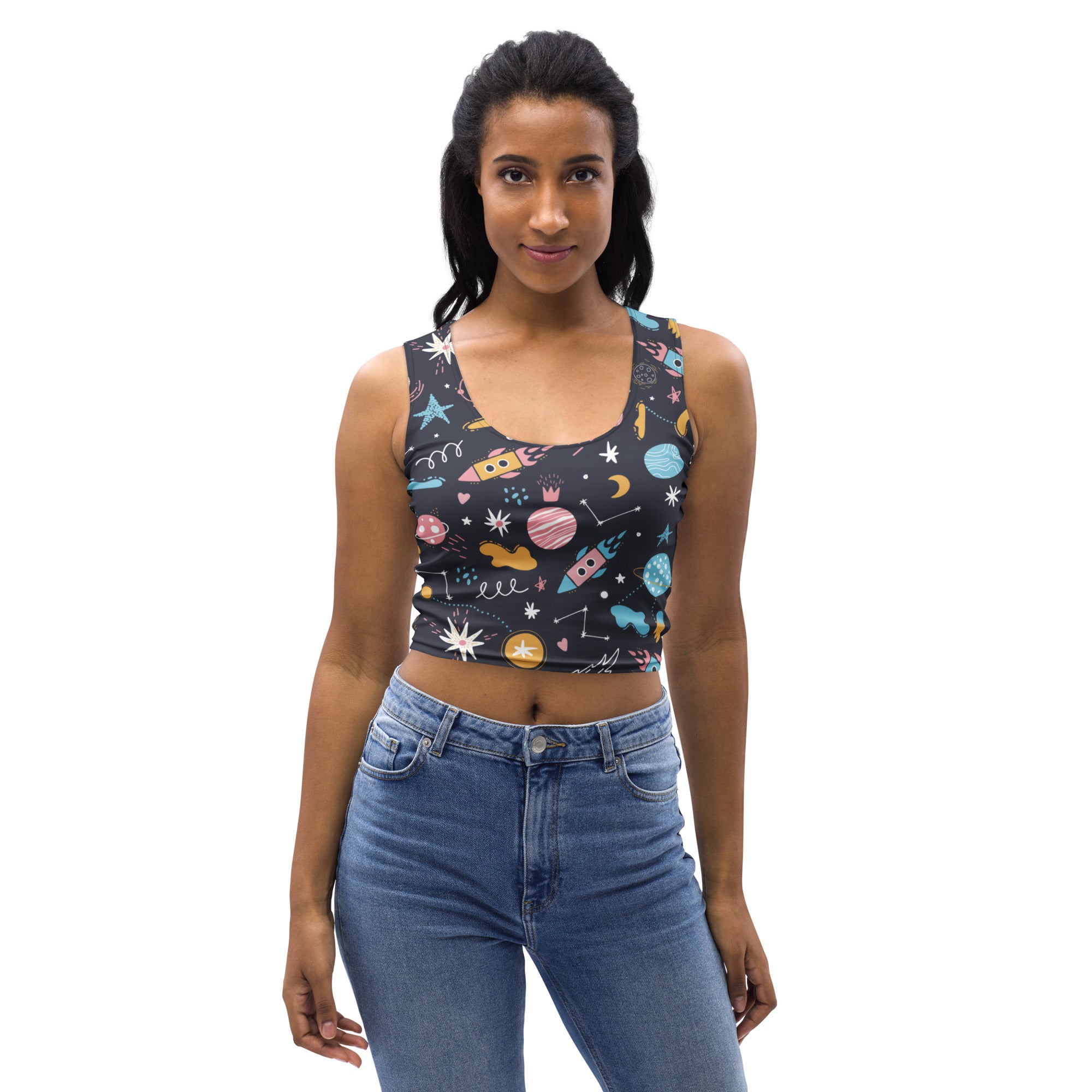 Women's Outer Space Buttery Soft Crop Top- Quick-Drying UPF 50+ Stretch Top