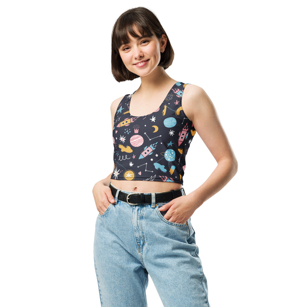 Women's Outer Space Buttery Soft Crop Top- Quick-Drying UPF 50+ Stretch Top