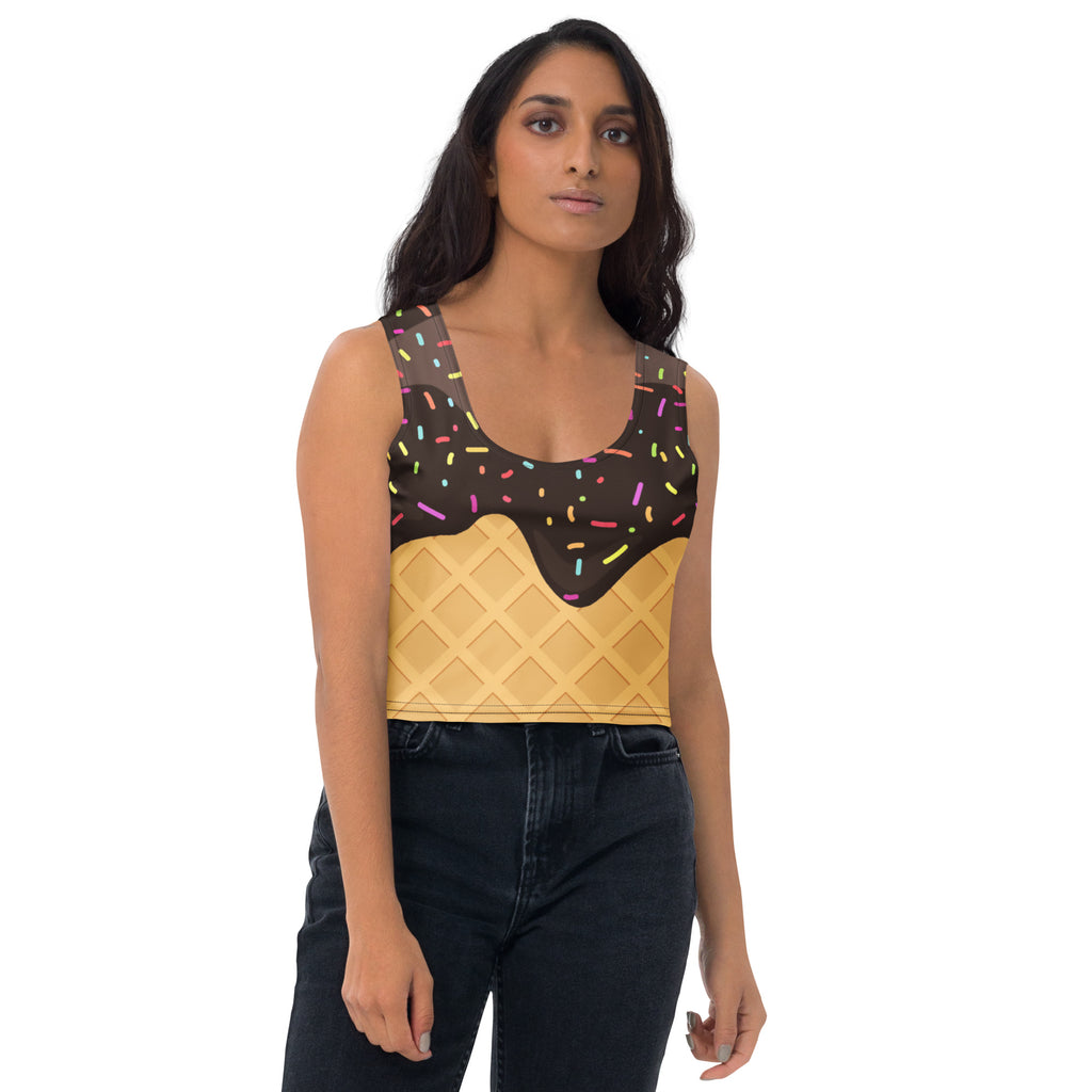 Women's Chocolate Ice Cream Cone Buttery Soft Crop Top- Quick-Drying UPF 50+ Stretch Top