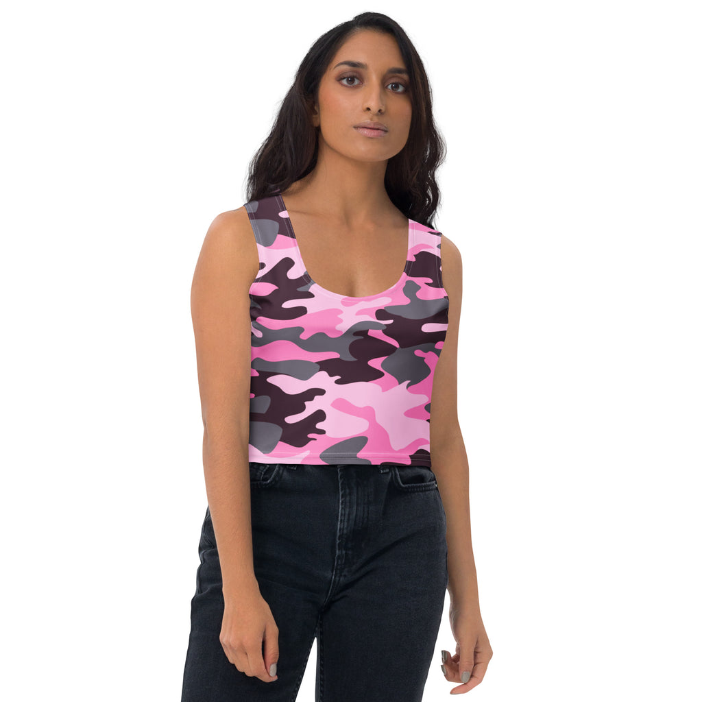 Women's Pink Camouflage Buttery Soft Crop Top- Quick-Drying UPF 50+ Stretch Top