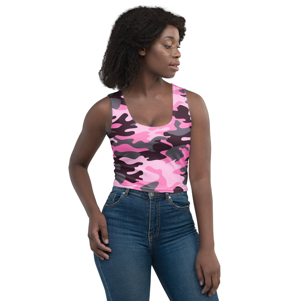 Women's Pink Camouflage Buttery Soft Crop Top- Quick-Drying UPF 50+ Stretch Top
