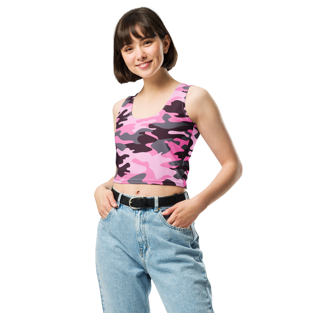 Women's Pink Camouflage Buttery Soft Crop Top- Quick-Drying UPF 50+ Stretch Top