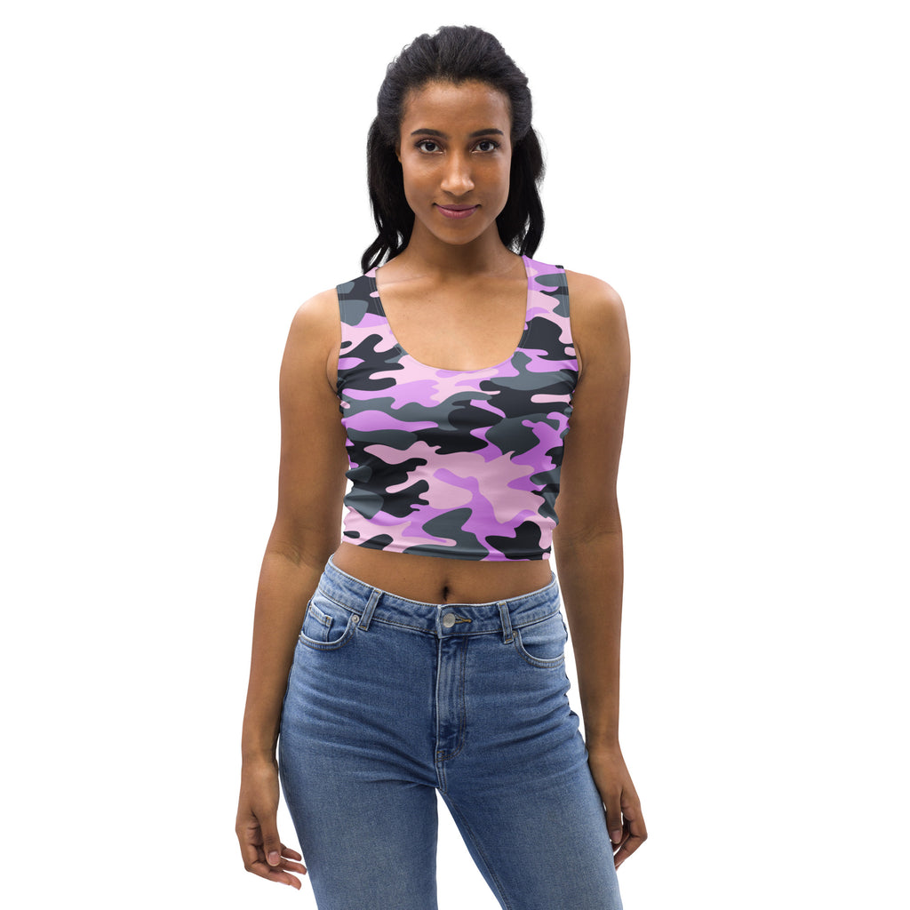 Women's Purple Camouflage Buttery Soft Crop Top- Quick-Drying UPF 50+ Stretch Top