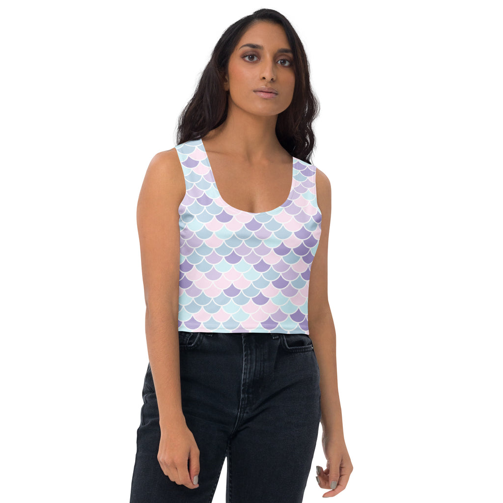 Women's Purple Mermaid Buttery Soft Crop Top- Quick-Drying UPF 50+ Stretch Top