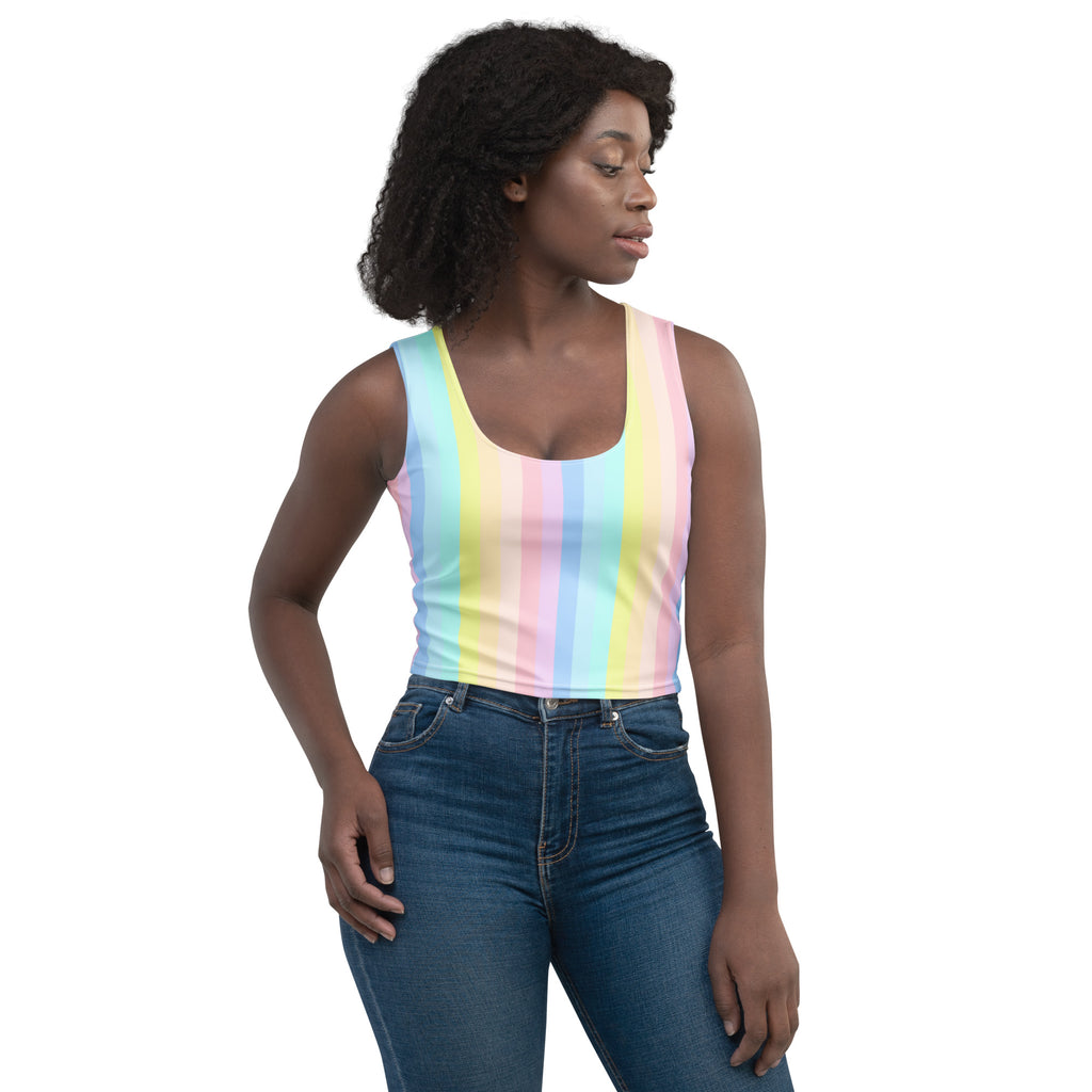 Women's Pastel Stripe Buttery Soft Crop Top- Quick-Drying UPF 50+ Stretch Top