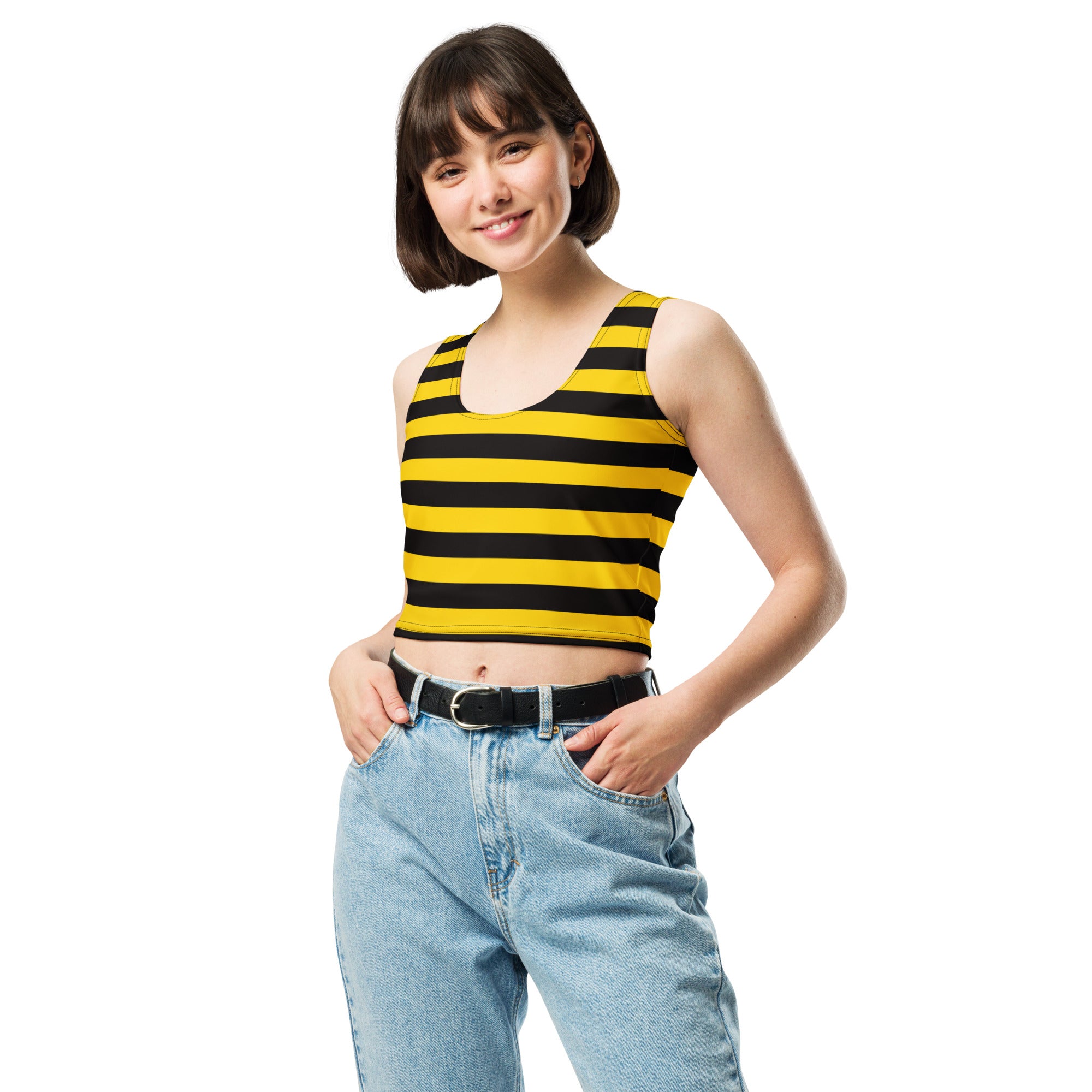 Women's Bee Stripe Buttery Soft Crop Top- Quick-Drying UPF 50+ Stretch Top
