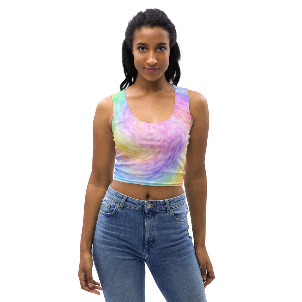 Women's Rainbow Tie Dye Buttery Soft Crop Top- Quick-Drying UPF 50+ Stretch Top