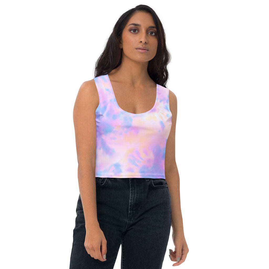 Women's Pastel Watercolor Buttery Soft Crop Top- Quick-Drying UPF 50+ Stretch Top