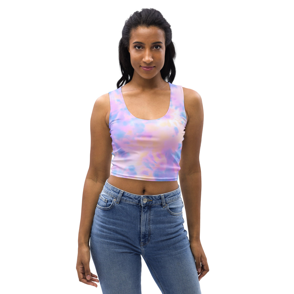 Women's Pastel Watercolor Buttery Soft Crop Top- Quick-Drying UPF 50+ Stretch Top