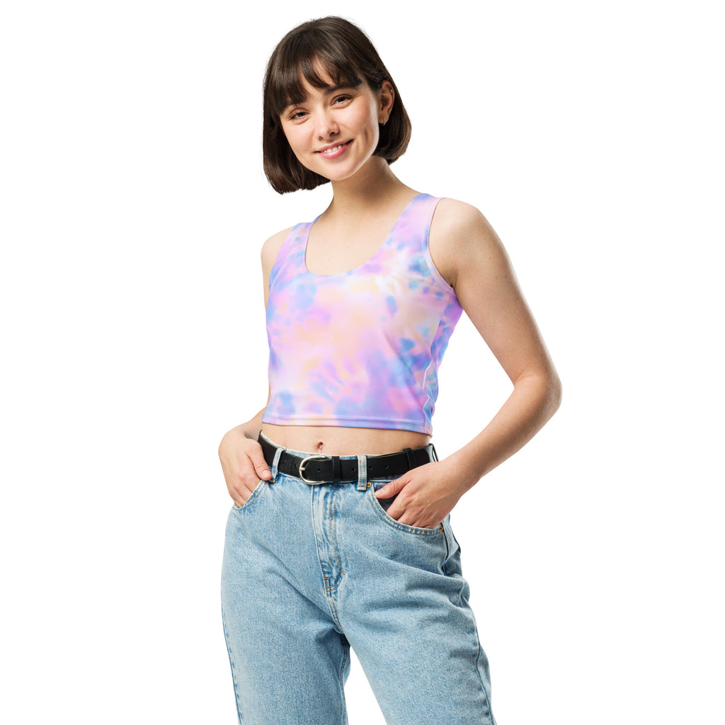 Women's Pastel Watercolor Buttery Soft Crop Top- Quick-Drying UPF 50+ Stretch Top