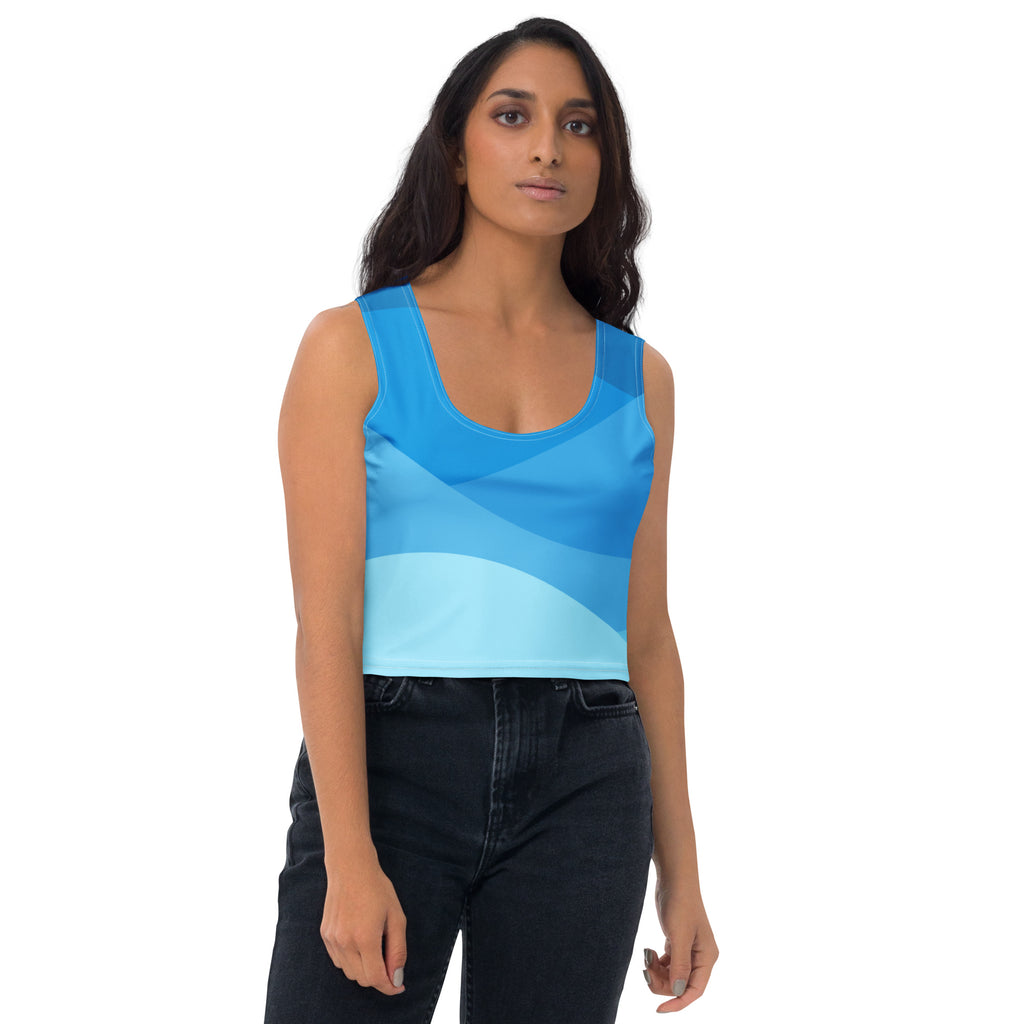 Women's Blue Waves Buttery Soft Crop Top- Quick-Drying UPF 50+ Stretch Top