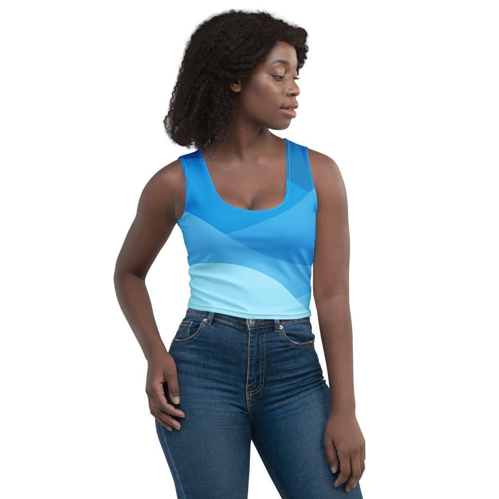 Women's Blue Waves Buttery Soft Crop Top- Quick-Drying UPF 50+ Stretch Top