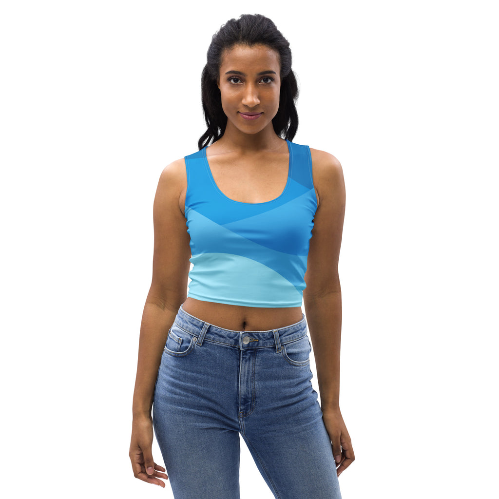 Women's Blue Waves Buttery Soft Crop Top- Quick-Drying UPF 50+ Stretch Top