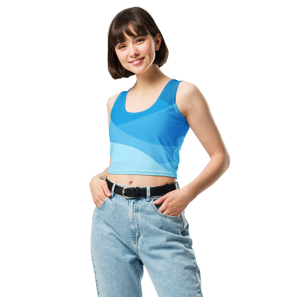 Women's Blue Waves Buttery Soft Crop Top- Quick-Drying UPF 50+ Stretch Top