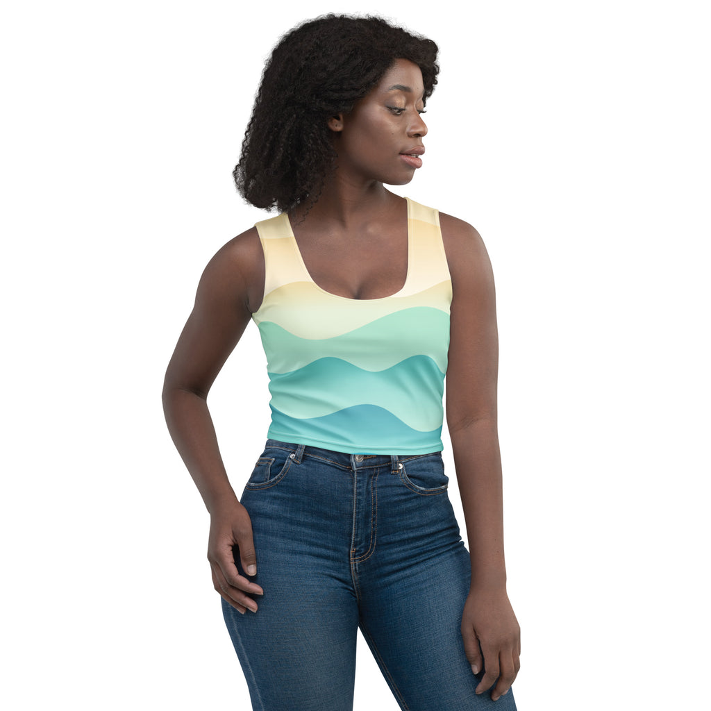 Women's Wavy Sand Buttery Soft Crop Top- Quick-Drying UPF 50+ Stretch Top