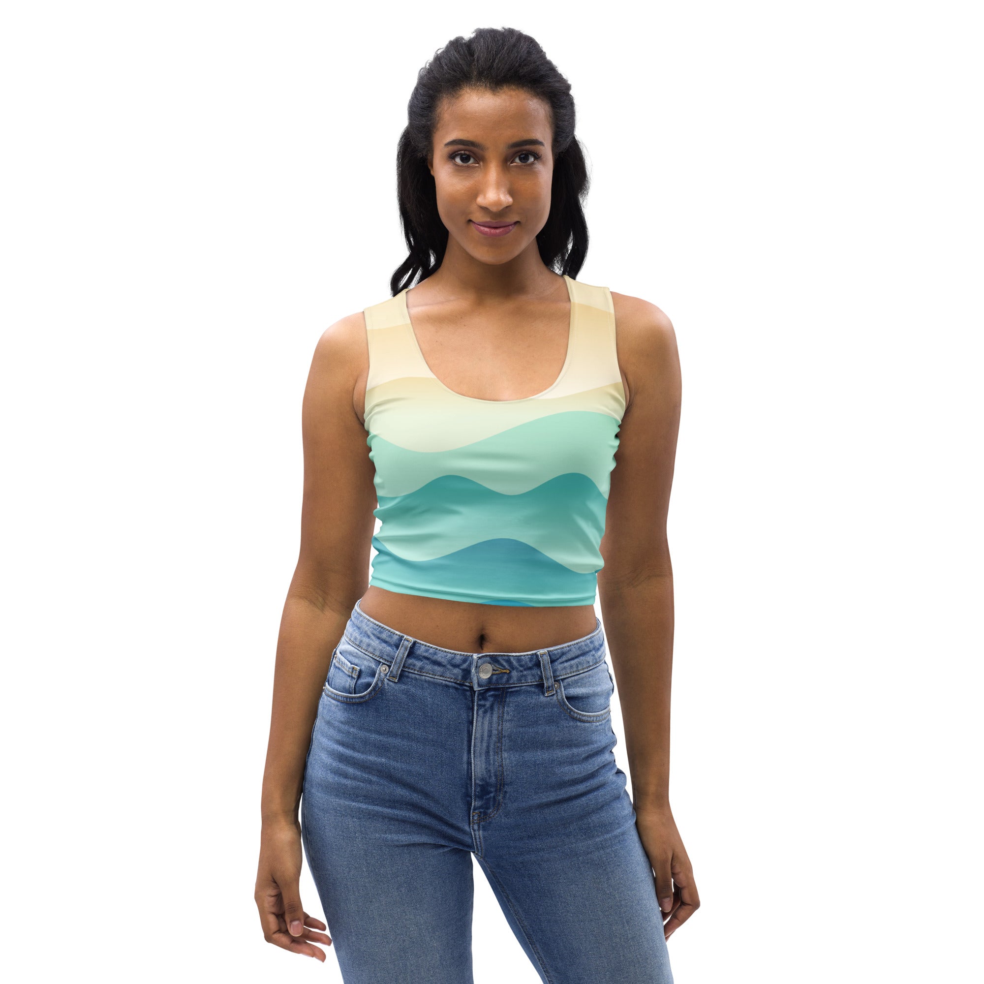 Women's Wavy Sand Buttery Soft Crop Top- Quick-Drying UPF 50+ Stretch Top