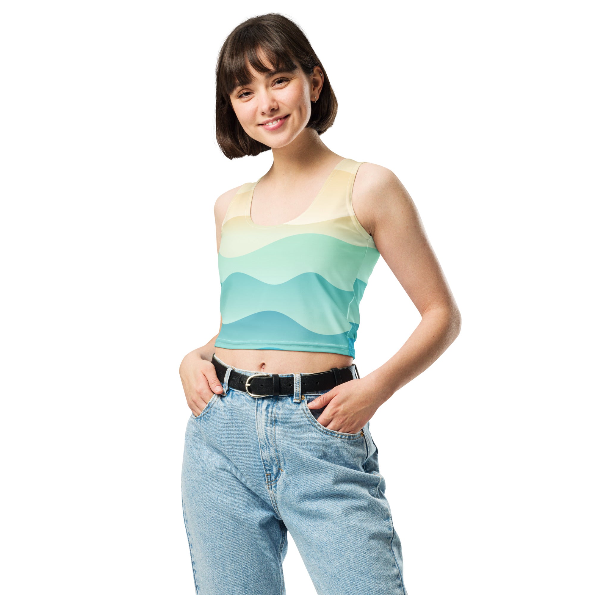 Women's Wavy Sand Buttery Soft Crop Top- Quick-Drying UPF 50+ Stretch Top