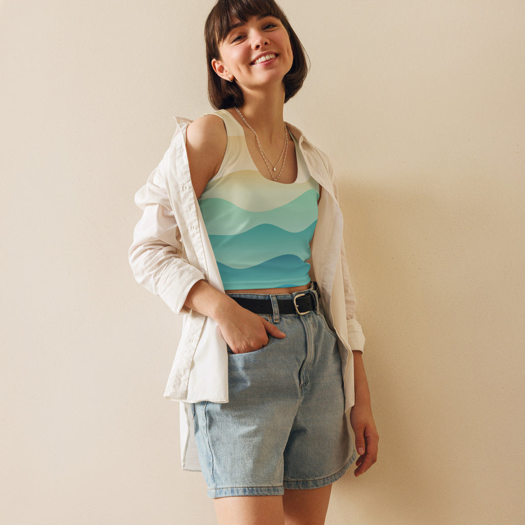 Women's Wavy Sand Buttery Soft Crop Top- Quick-Drying UPF 50+ Stretch Top