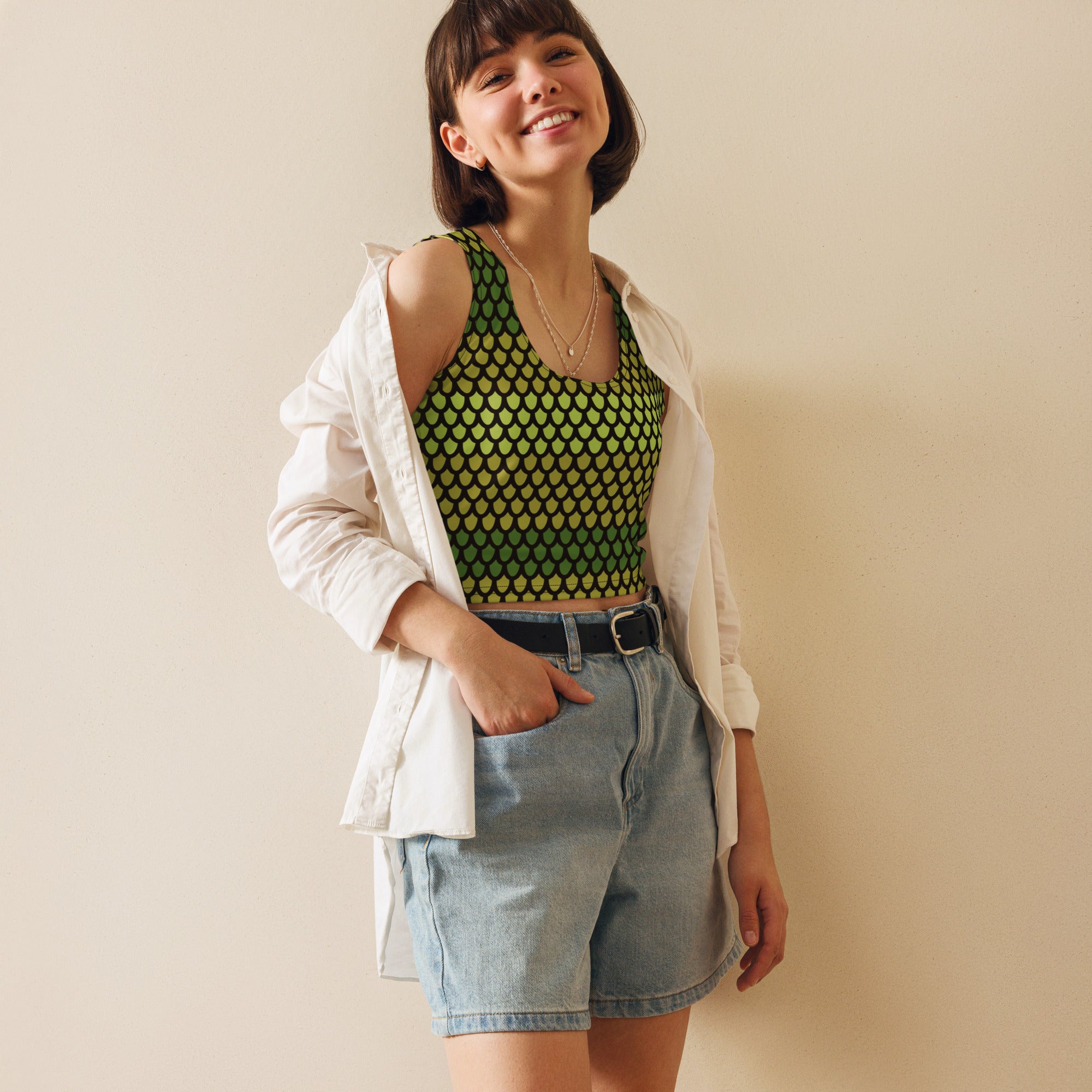 Women's Snake Scales Buttery Soft Crop Top- Quick-Drying UPF 50+ Stretch Top