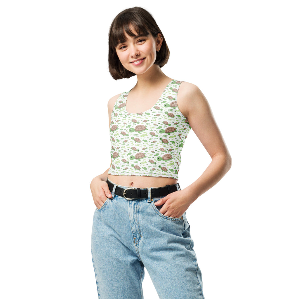 Women's Green Sea Turtles Buttery Soft Crop Top- Quick-Drying UPF 50+ Stretch Top