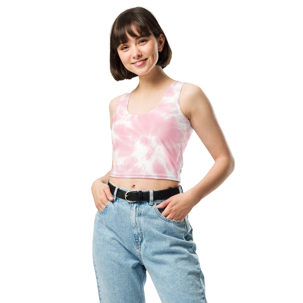 Women's Pink Tie Dye Buttery Soft Crop Top- Quick-Drying UPF 50+ Stretch Top