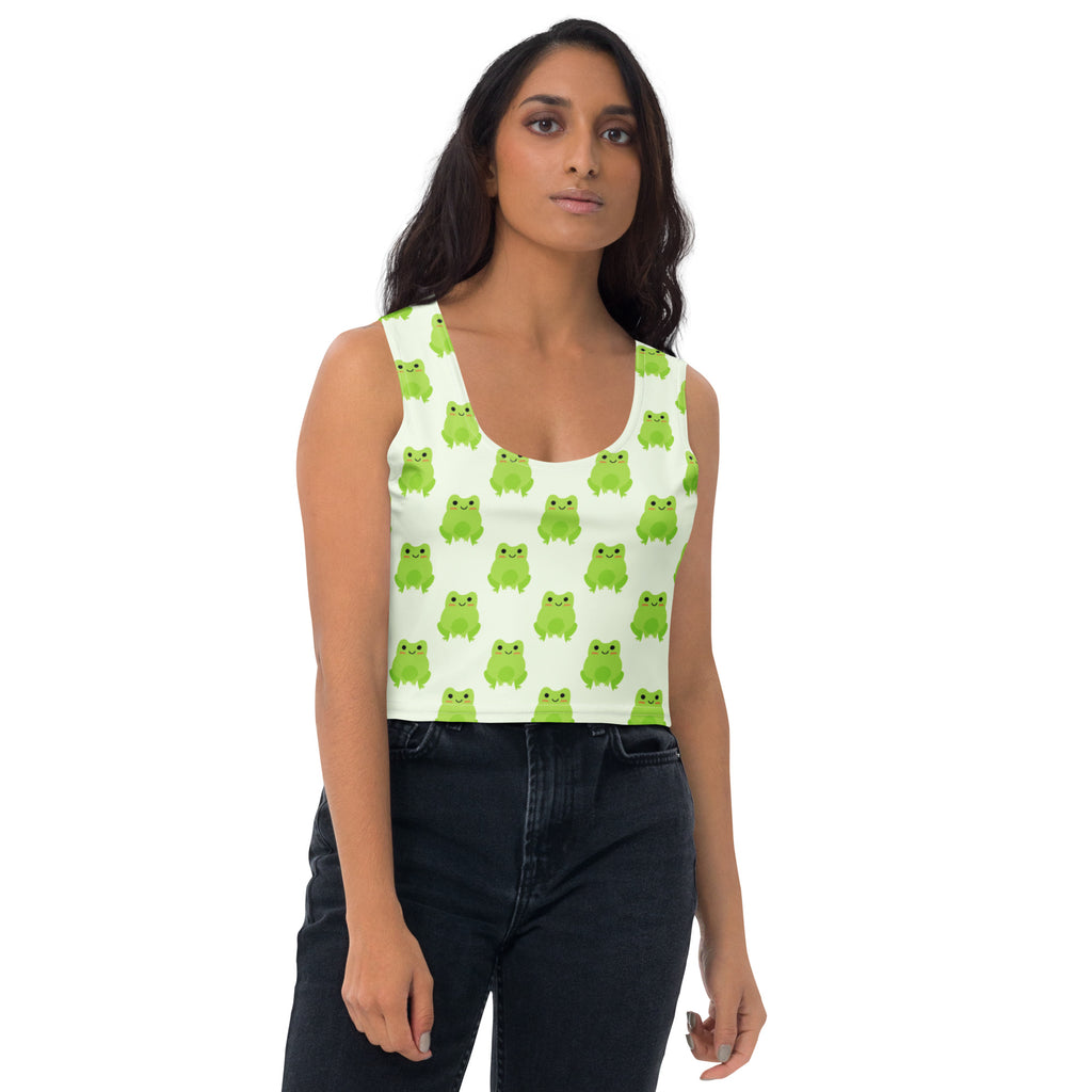 Women's Green Frog Buttery Soft Crop Top- Quick-Drying UPF 50+ Stretch Top