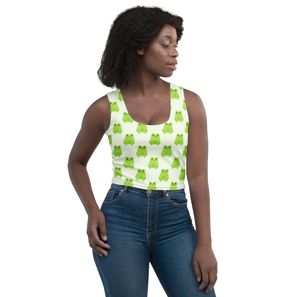 Women's Green Frog Buttery Soft Crop Top- Quick-Drying UPF 50+ Stretch Top