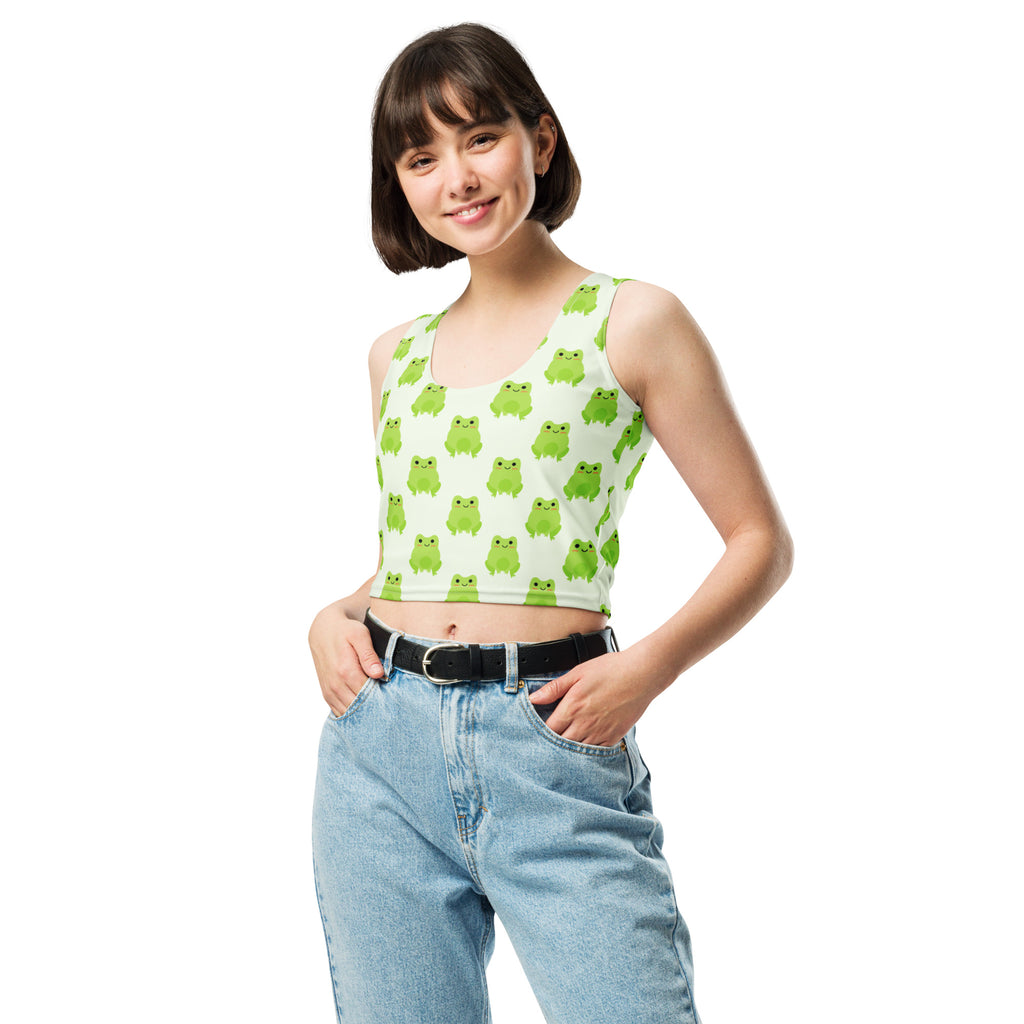 Women's Green Frog Buttery Soft Crop Top- Quick-Drying UPF 50+ Stretch Top