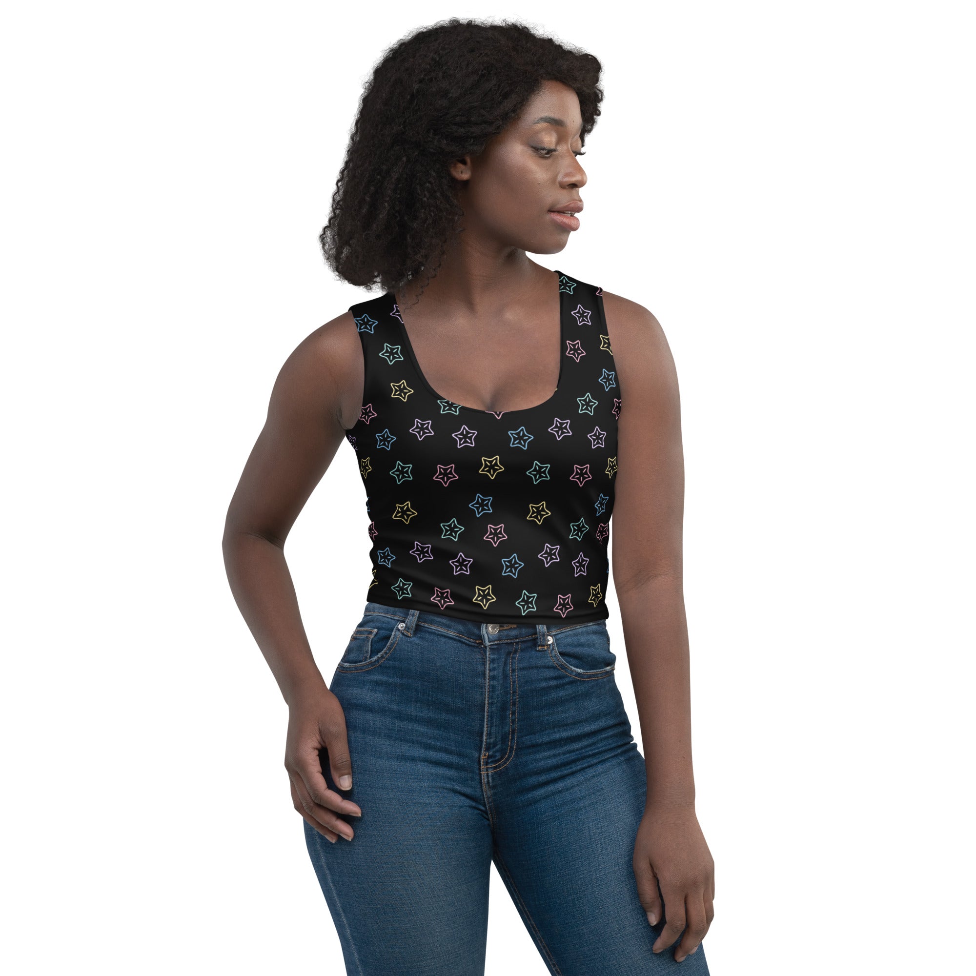 Women's Colorful Starfish Buttery Soft Crop Top- Quick-Drying UPF 50+ Stretch Top