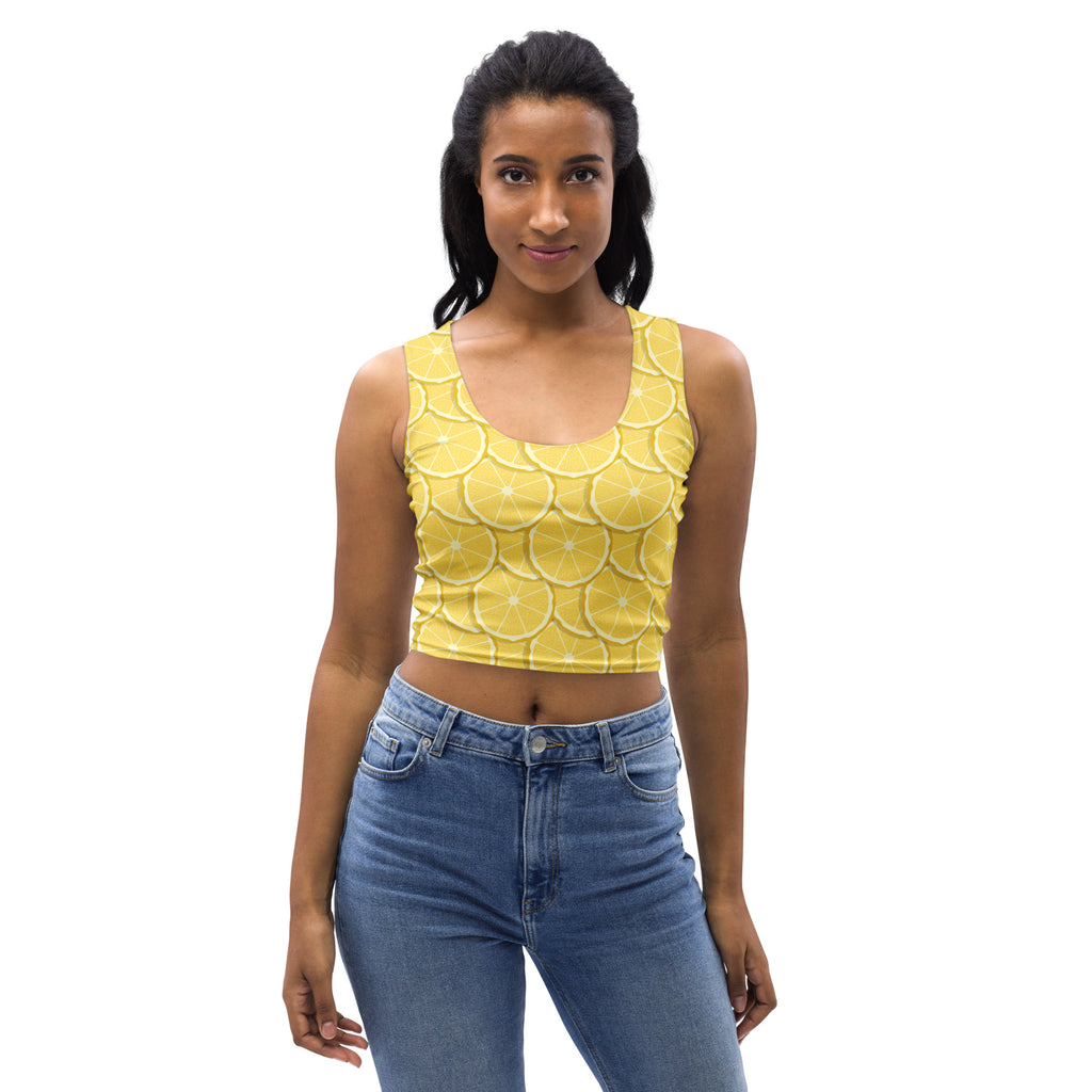 Women's Lemon Slice Buttery Soft Crop Top- Quick-Drying UPF 50+ Stretch Top