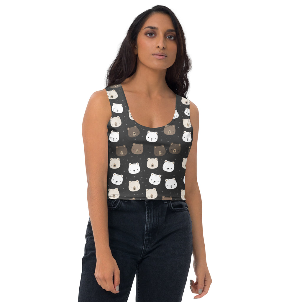Women's Bear Face Buttery Soft Crop Top- Quick-Drying UPF 50+ Stretch Top