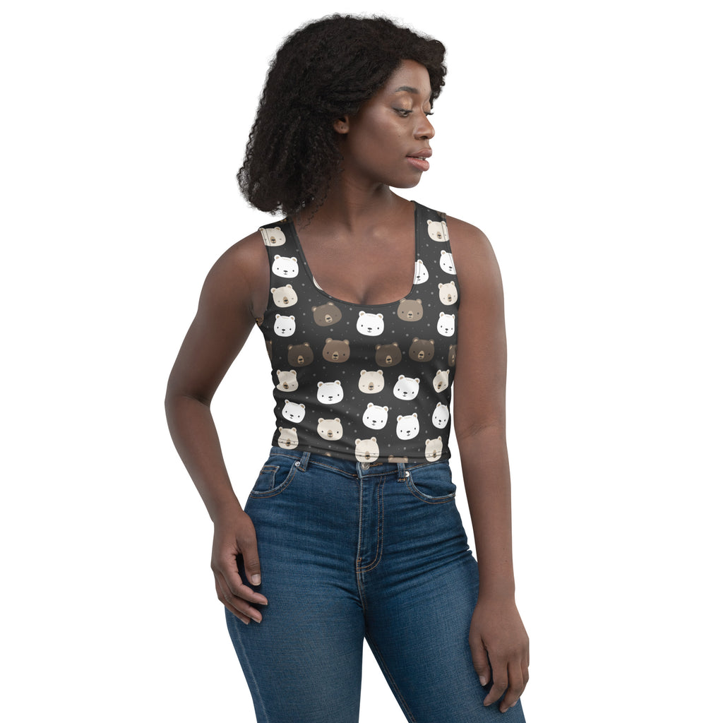 Women's Bear Face Buttery Soft Crop Top- Quick-Drying UPF 50+ Stretch Top