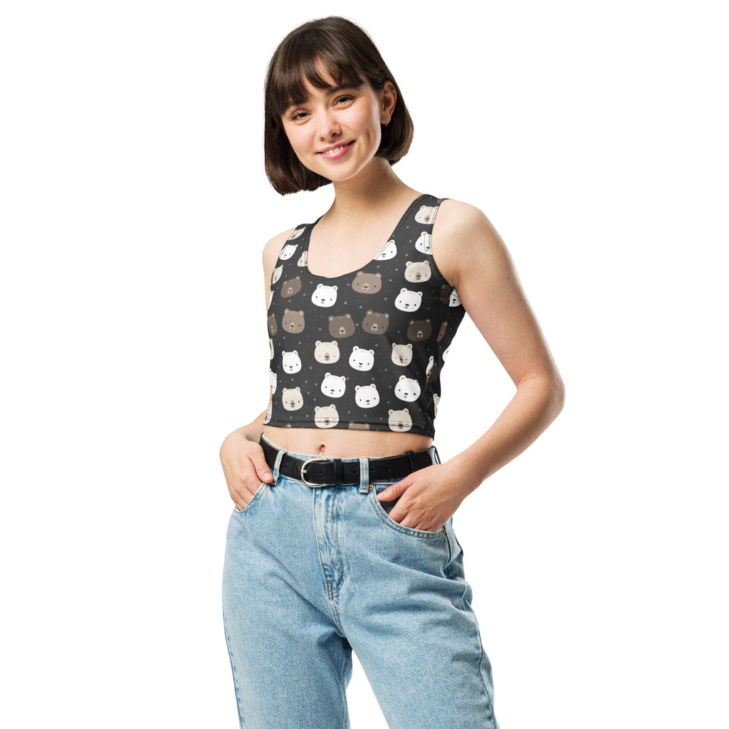 Women's Bear Face Buttery Soft Crop Top- Quick-Drying UPF 50+ Stretch Top
