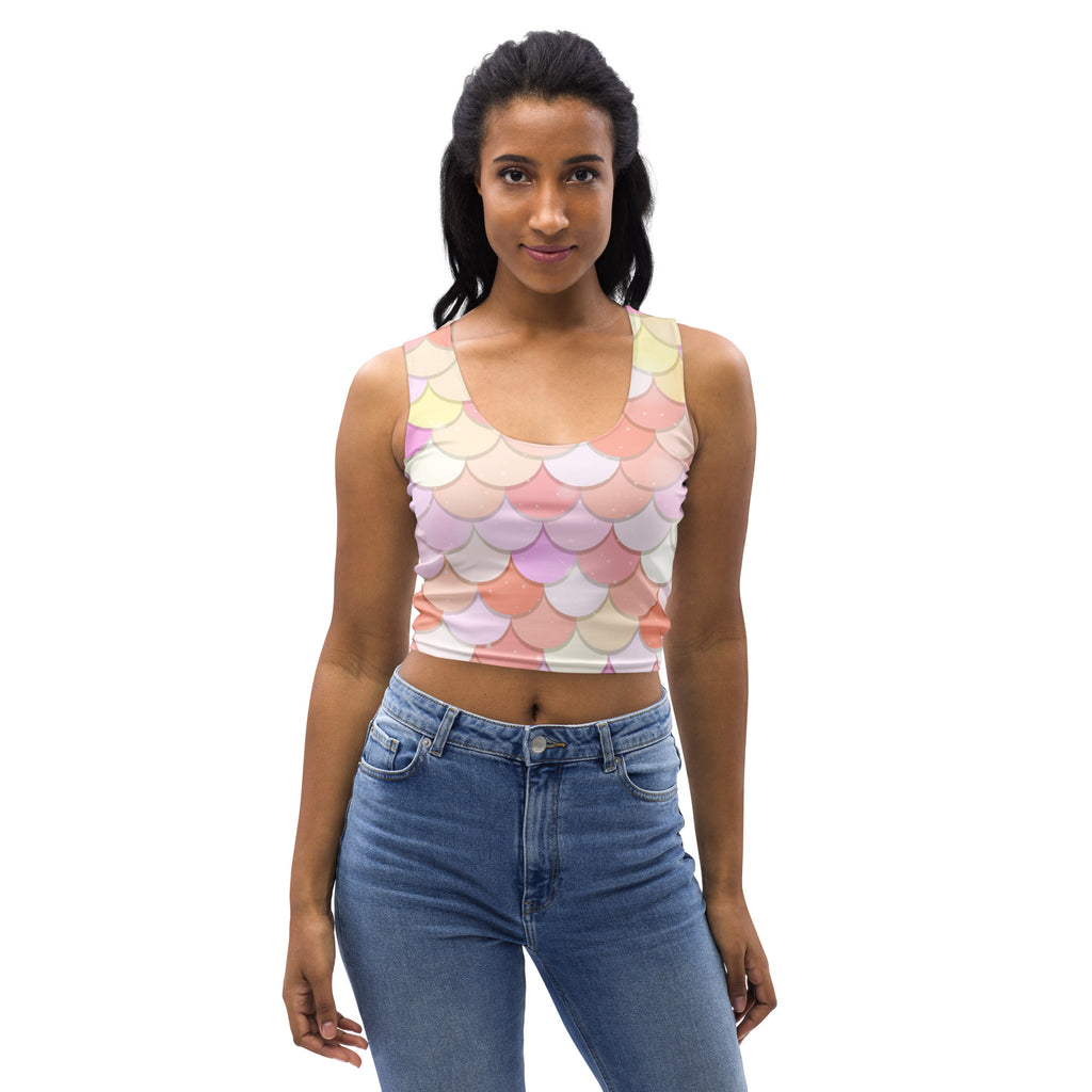 Women's Pink Mermaid Buttery Soft Crop Top- Quick-Drying UPF 50+ Stretch Top