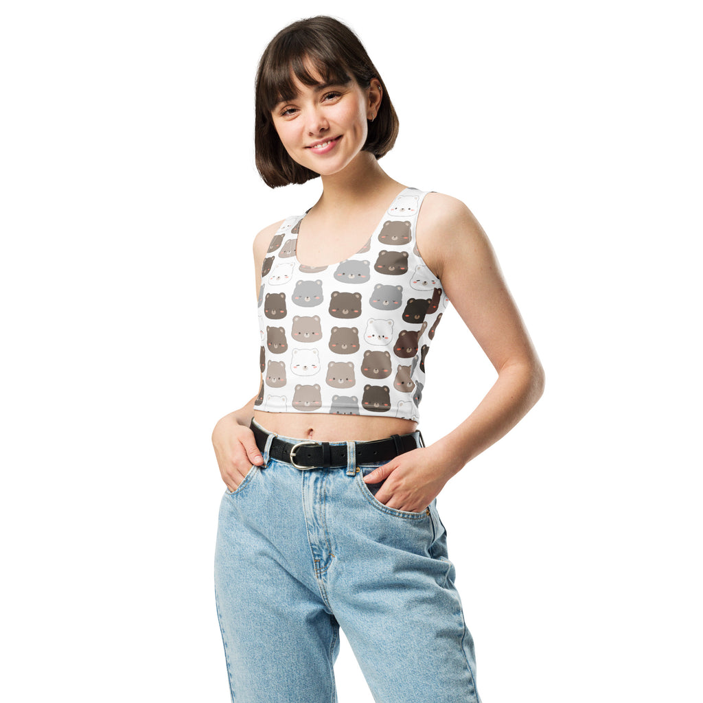Women's Bear Print Buttery Soft Crop Top- Quick-Drying UPF 50+ Stretch Top