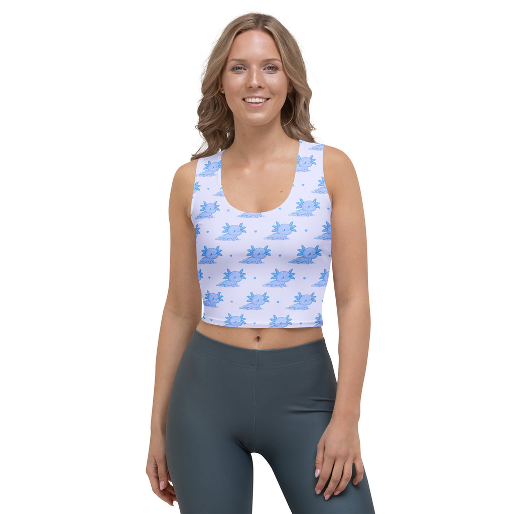 Women's Blue Axolotl Buttery Soft Crop Top- Quick-Drying UPF 50+ Stretch Top