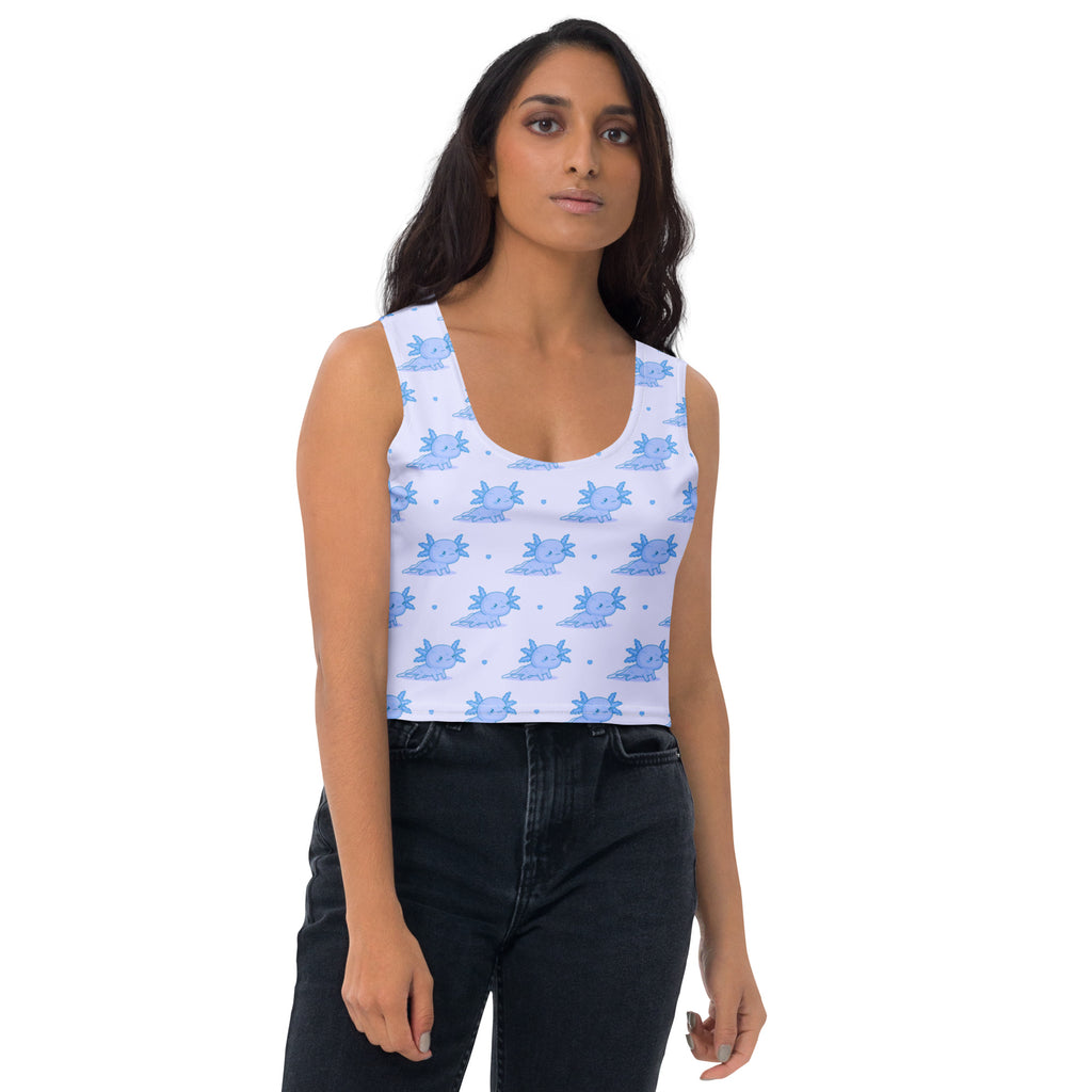 Women's Blue Axolotl Buttery Soft Crop Top- Quick-Drying UPF 50+ Stretch Top
