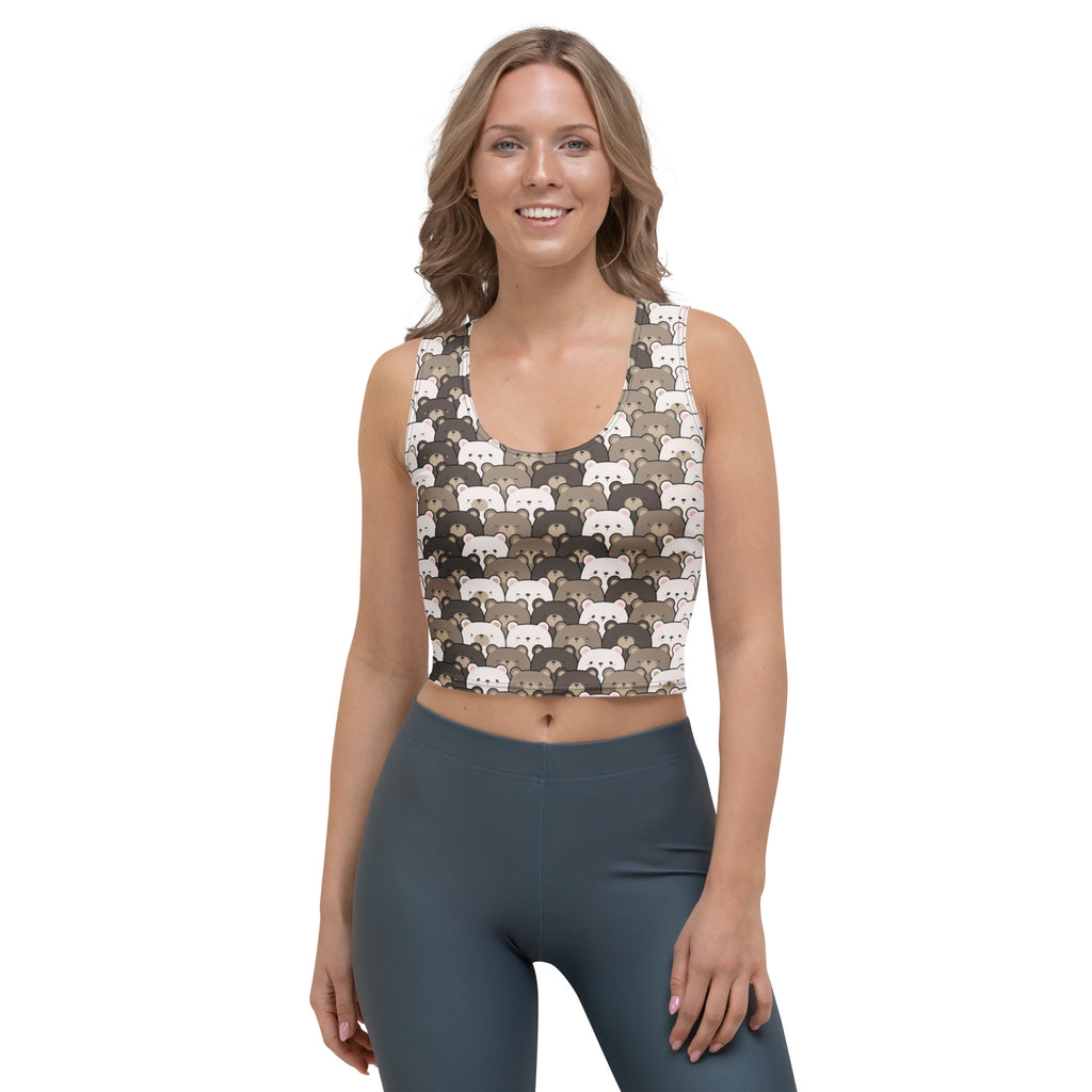 Women's Bear Themed Buttery Soft Crop Top- Quick-Drying UPF 50+ Stretch Top