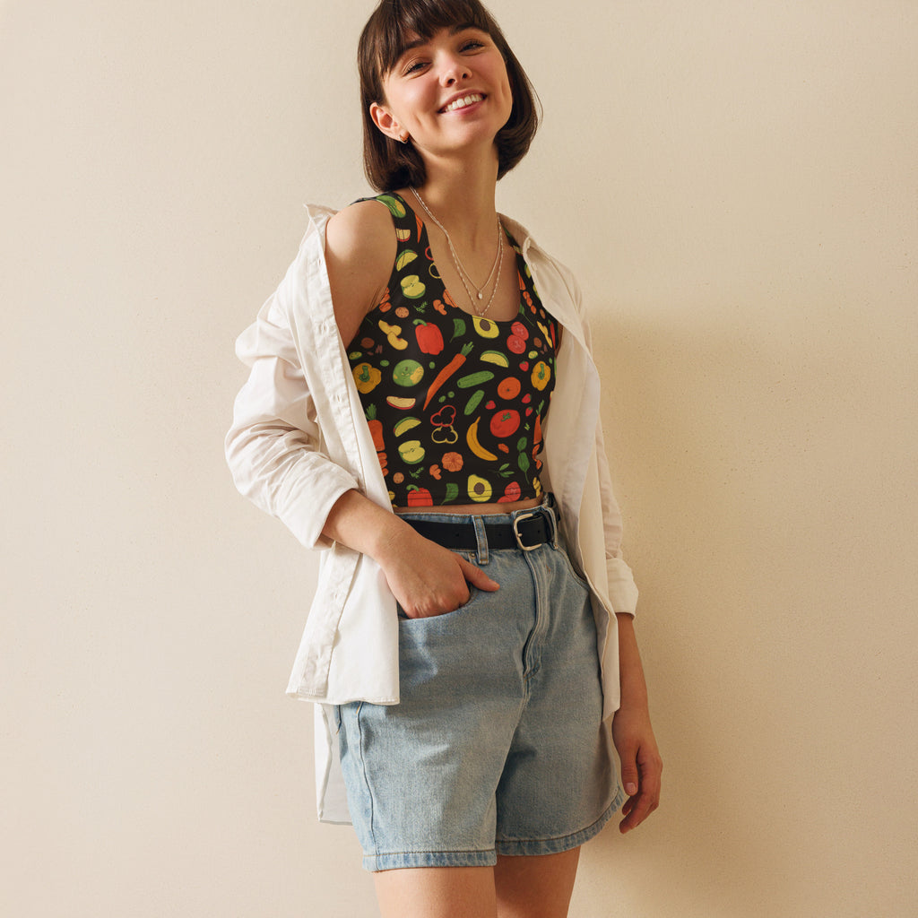 Women's Fruit & Veggie Buttery Soft Crop Top- Quick-Drying UPF 50+ Stretch Top