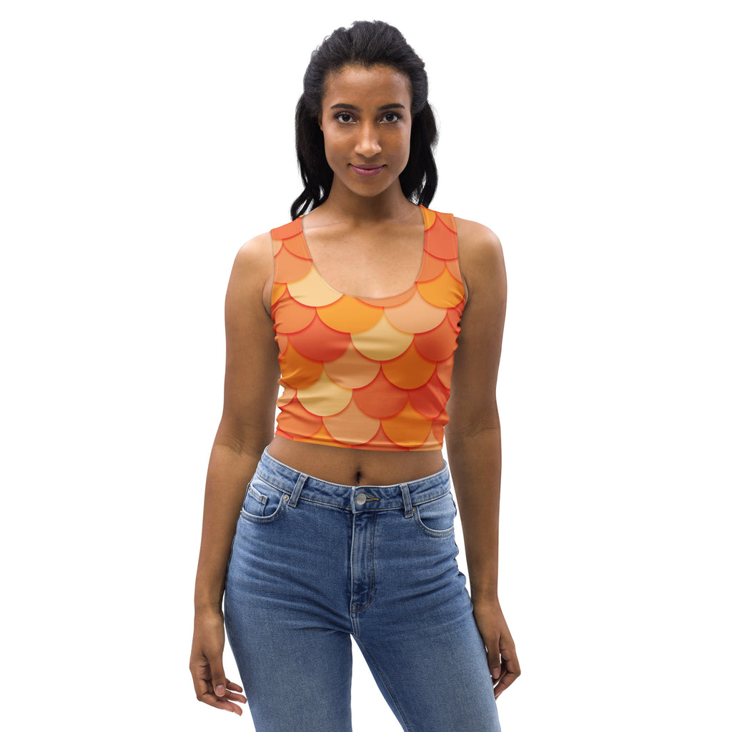 Women's Orange Mermaid Buttery Soft Crop Top- Quick-Drying UPF 50+ Stretch Top