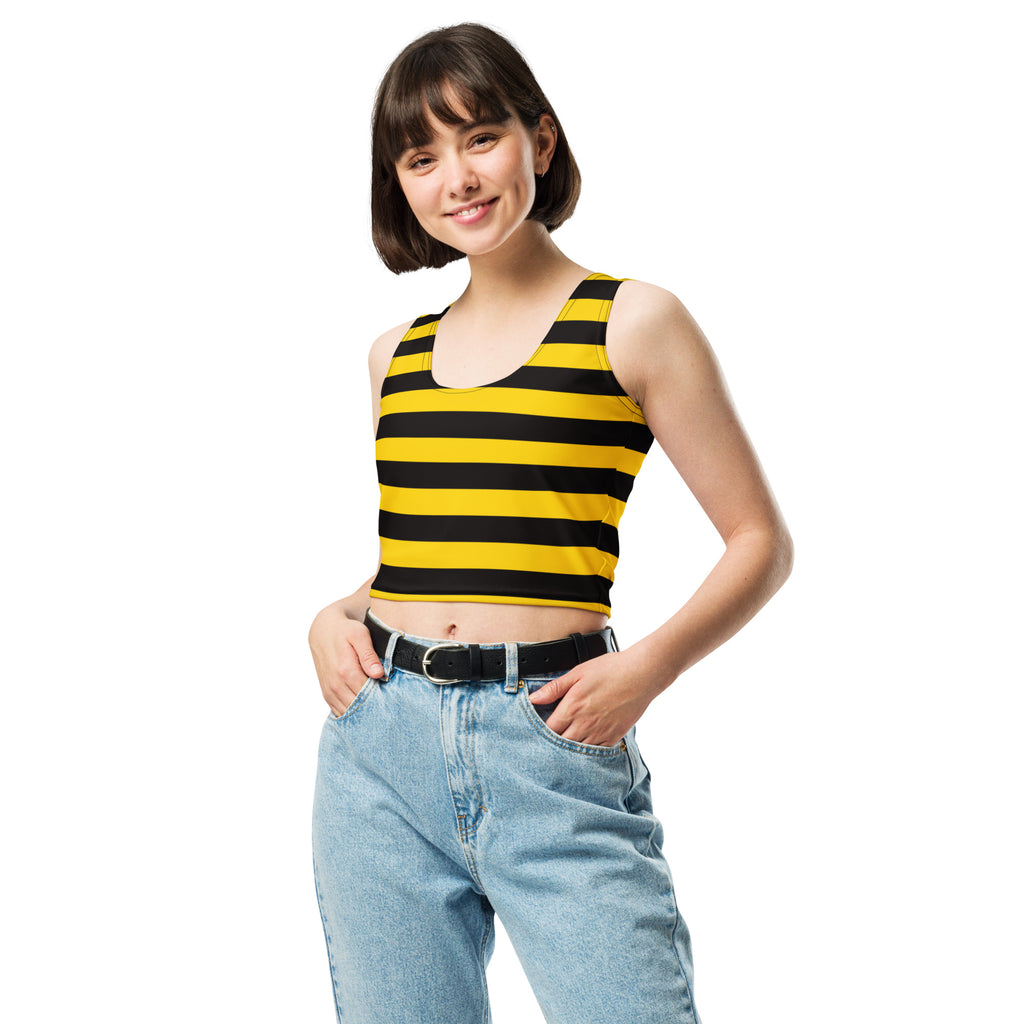 Women's Bee Stripe Buttery Soft Crop Top- Quick-Drying UPF 50+ Stretch Top