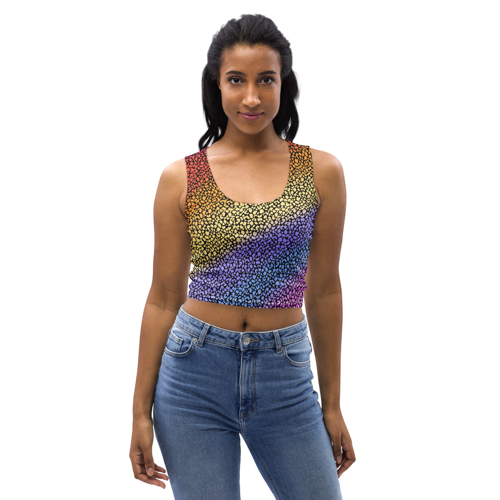 Women's Rainbow Animal Print Buttery Soft Crop Top- Quick-Drying UPF 50+ Stretch Top