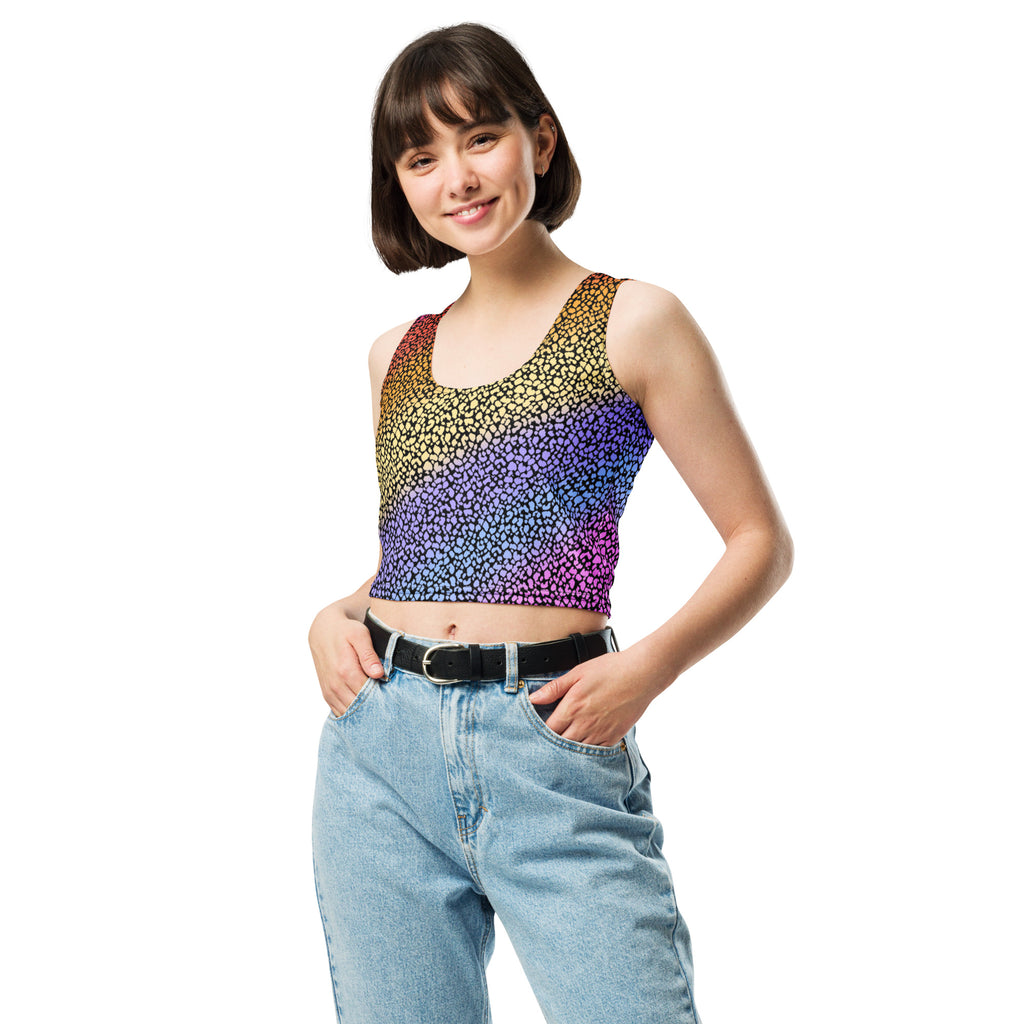 Women's Rainbow Animal Print Buttery Soft Crop Top- Quick-Drying UPF 50+ Stretch Top