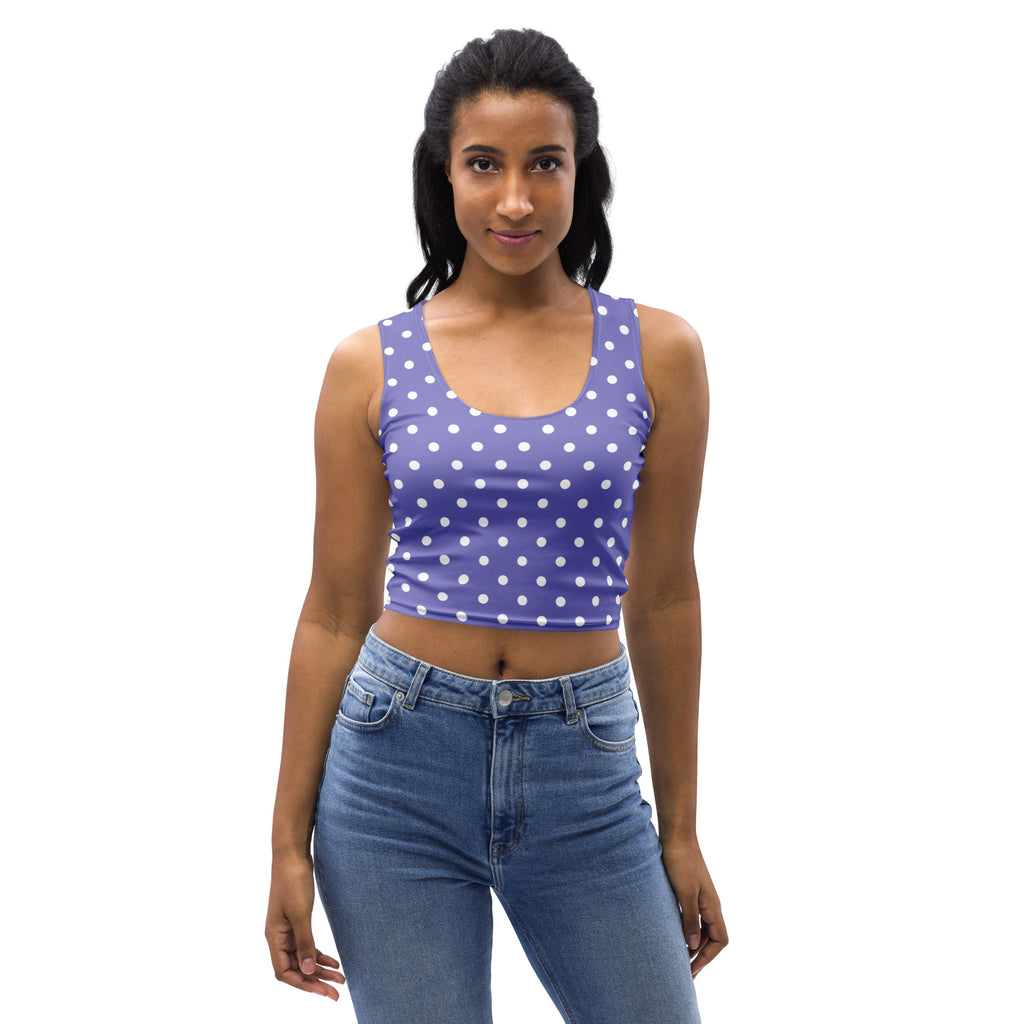 Women's Light Purple Polka Dot Buttery Soft Crop Top- Quick-Drying UPF 50+ Stretch Top