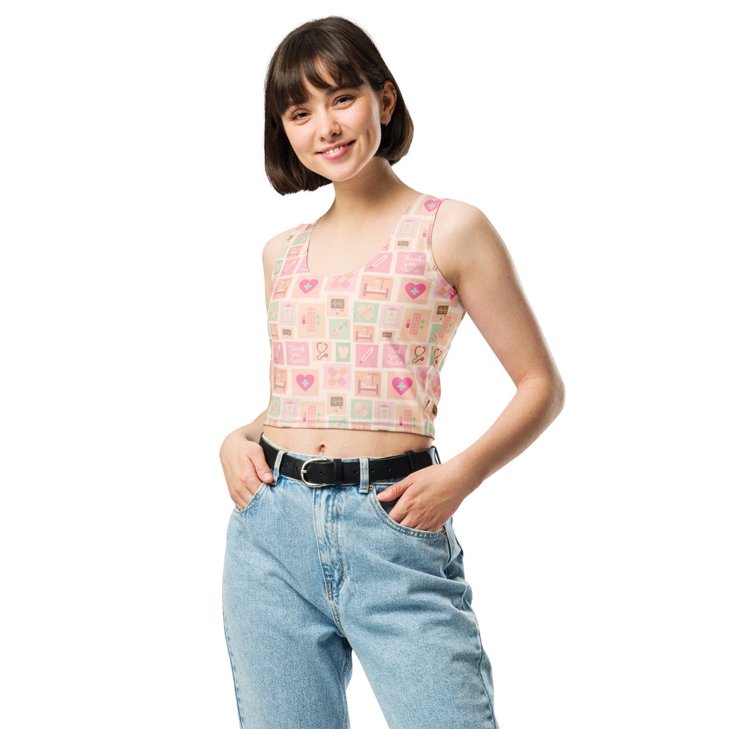 Women's Pink Nurse Icon Buttery Soft Crop Top- Quick-Drying UPF 50+ Stretch Top